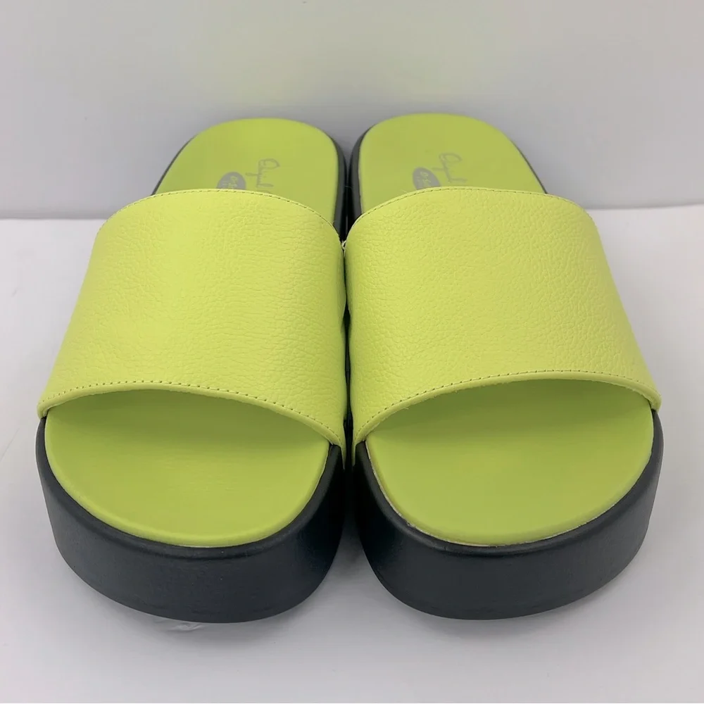 Dr. SCHOLL’S ORIGINAL COLLECTION, PISCES MAX SLIDES, LIME GREEN UPPER LEATHR, 9M - Picture 3 of 17